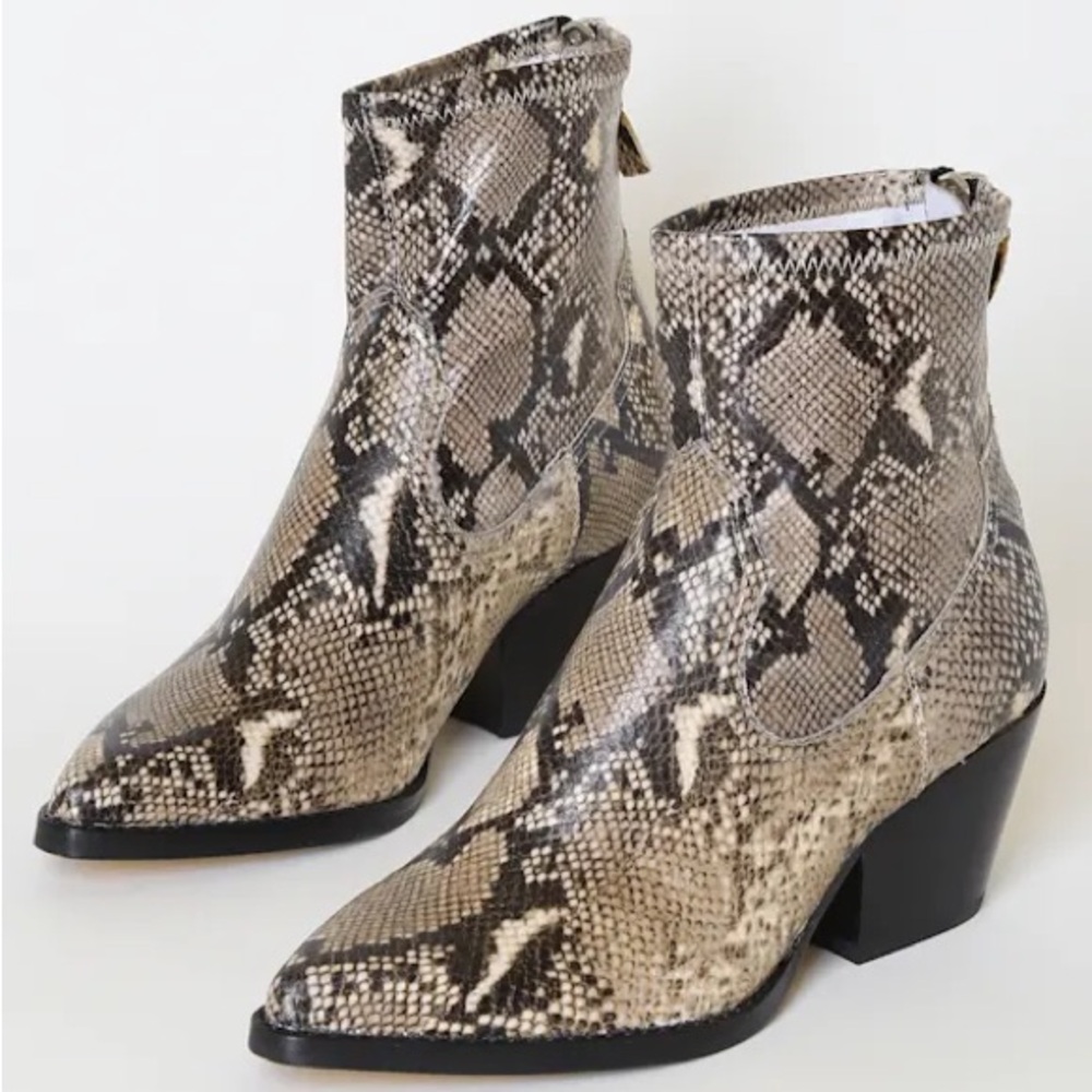 Dolce Vita Faux Snake-Print Ankle Boots 9.5